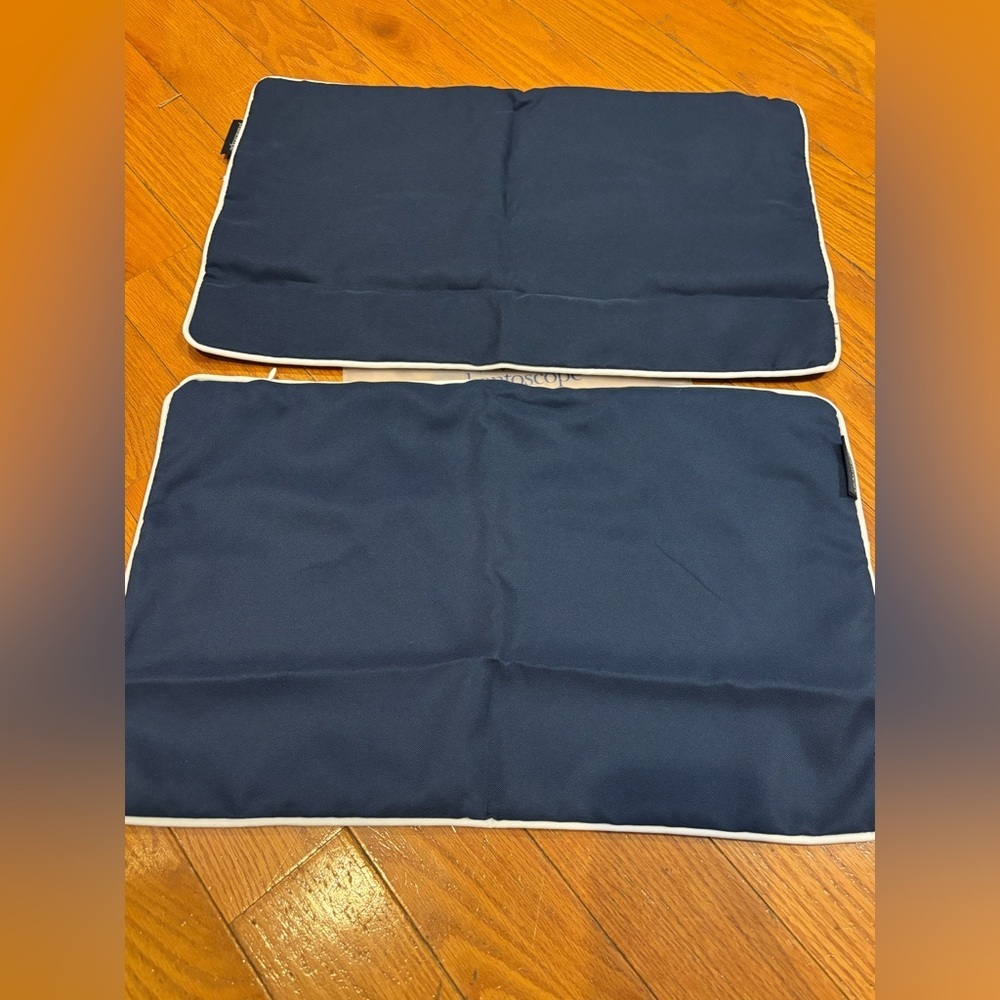 New Phantoscope Blue w/White Piping Throw Pillow Covers  12” X 20” Lot of 2
